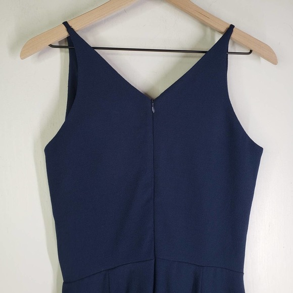 Dress The Population Iris Slit Crepe Gown L Navy Blue Sleeveless Gown Maxi - Picture 9 of 11